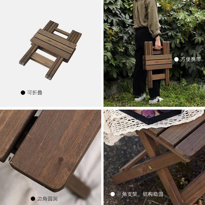 LF879865J7野折叠桌子户外捷森系甜品餐台实木便桌营自驾游野餐桌