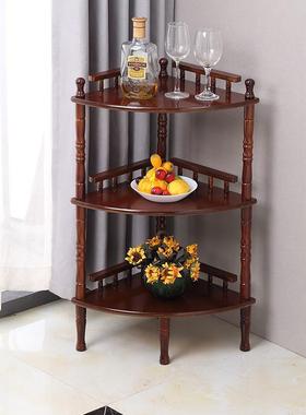 架实木新中式边几角几客厅三角架角直转置物角卧室墙角柜NGN收纳