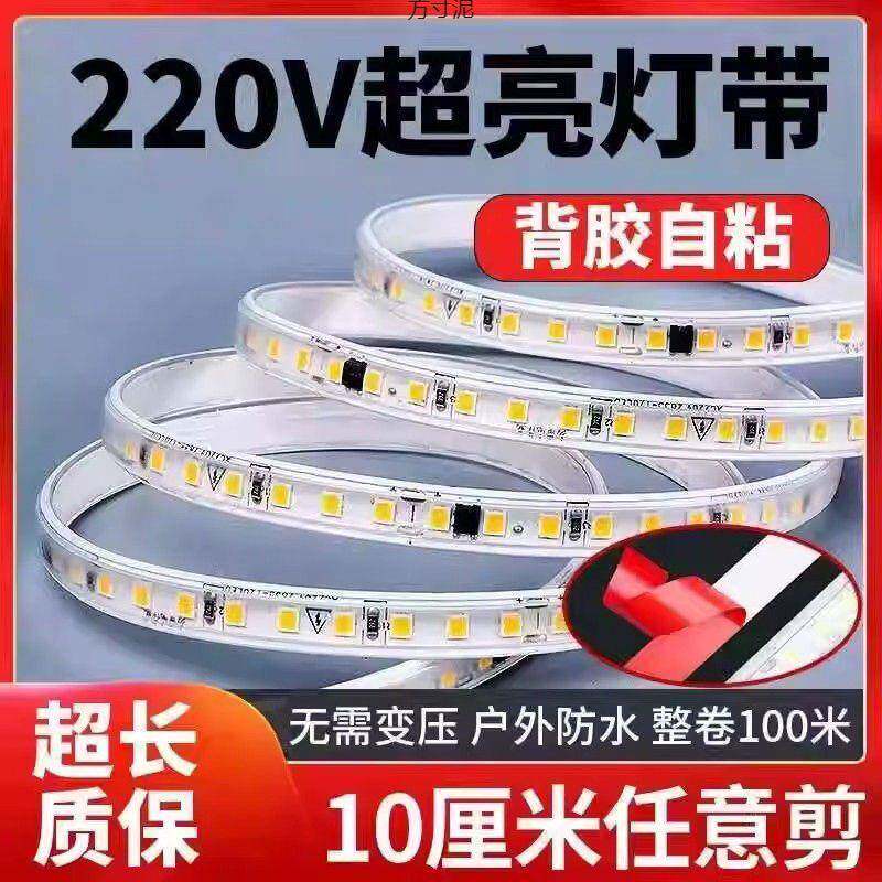 LNRJ带E客D灯超亮220V家用厅吊顶户外亮化工程灯条自粘线性软灯厂
