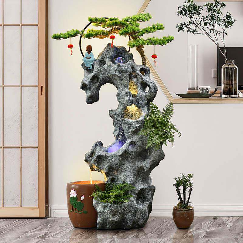 大型假山流水喷泉花园庭瀑院鱼饰池户VKI外布装墅阳台别落地摆件