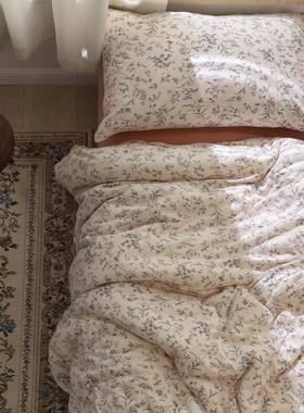 糯GZ6M碎叽叽法复古小花针织式棉床笠三四件套A类天F76T756H竺棉