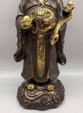 古玩杂项藏紫鎏金财神收铜吉祥件如意XTH家居摆做工精细