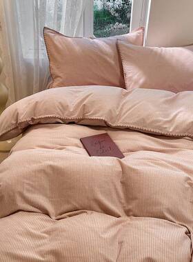 A全类棉磨毛床四xmj-lanl件套纯棉简约贝壳被套床单床笠南通床三