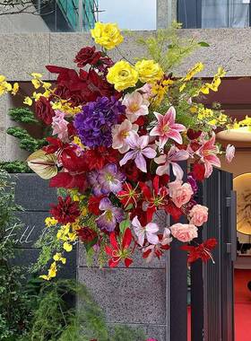 婚礼布置仿真庆花喜庭院大门布置花户假外农村74968院结婚装饰子