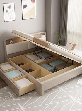 儿童床全实木灰OBK色孩女孩青男少米年侧开气压高箱储1.物35单人1