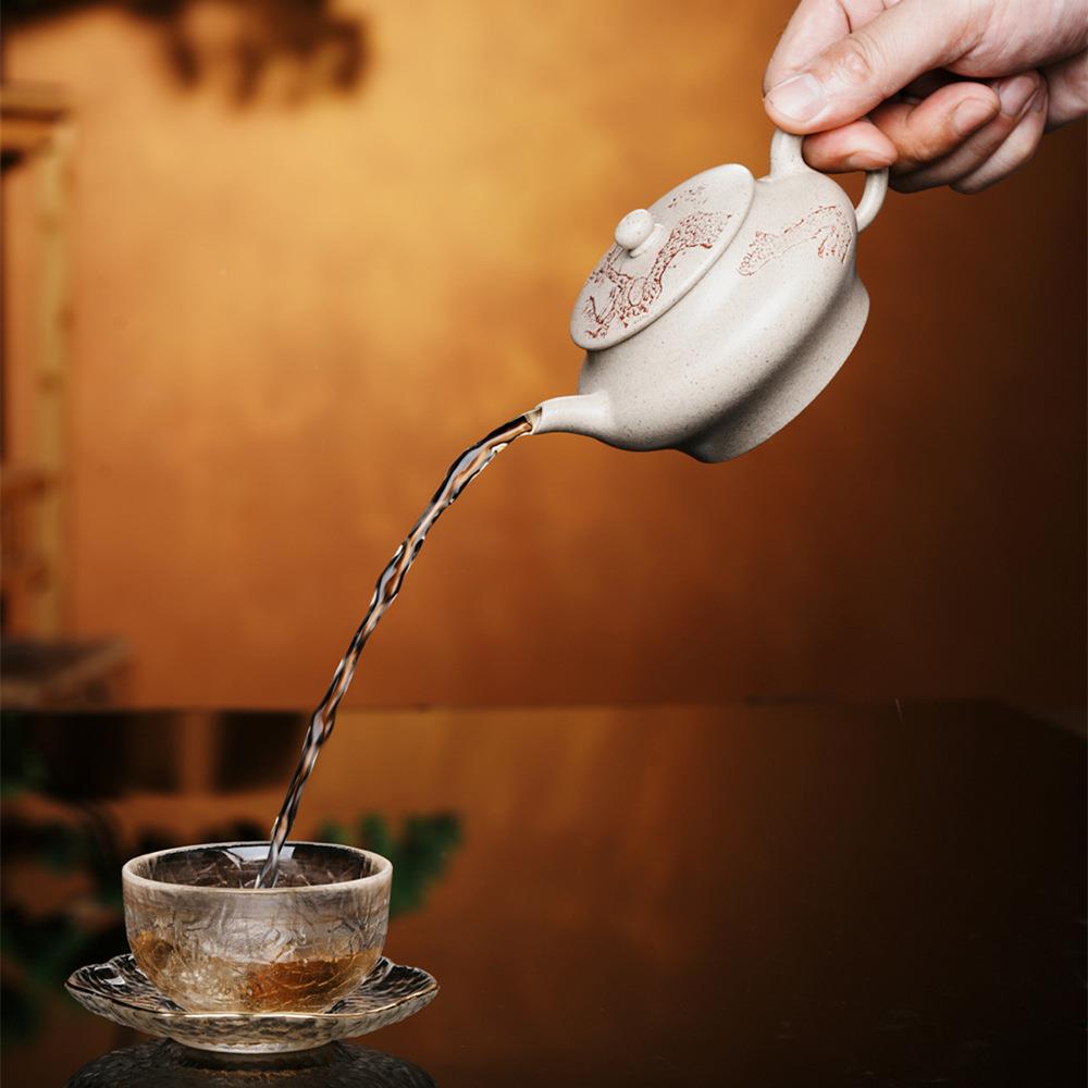 云腹茶壶扁壶宜兴紫砂祥整壶套装套手工家茶用功夫泡茶壶具