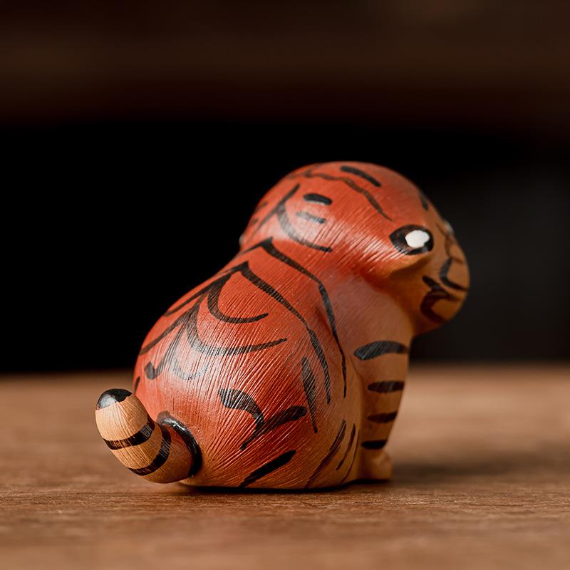 紫砂老虎茶宠件可养YJ206创茶玩桌面简小摆迷你可爱意手工装饰品