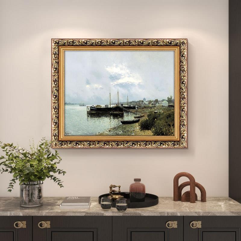 世界画名列维坦景油画客厅餐厅艺装饰画欧式复古术壁画风JLN玄关
