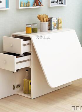 L7简现代小户缩型伸约叠餐桌长方形移动厨房储物F75959HS柜折简易