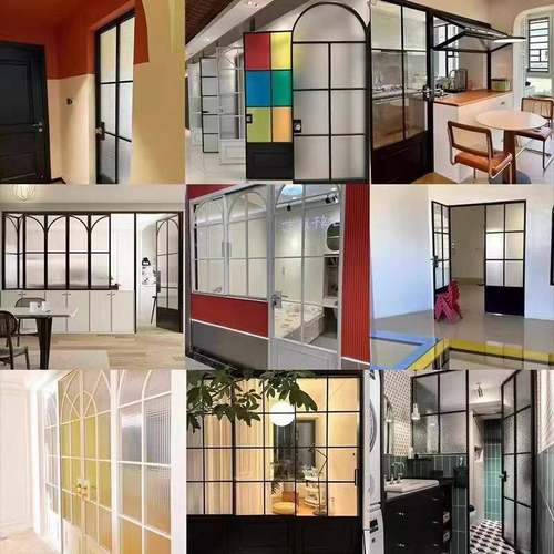 极简法式复古推拉门卫生间所浴室客厅厕玻铝璃隔断金合移门厨530