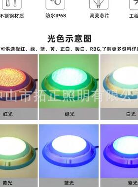 厂家直供水AC/12VLE泳池灯不锈钢D挂XWA壁式下灯15W25W35W