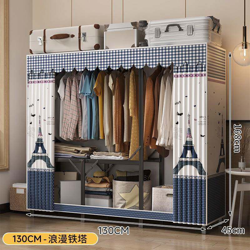 折叠简易衣柜家租用室免卧安装无品牌/布橱小户型全衣钢架结实耐