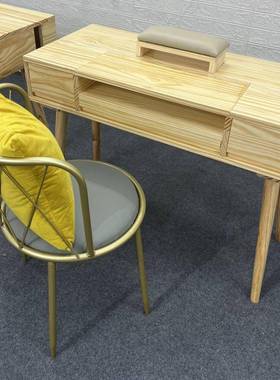 式轻奢式实木美UIR甲店桌椅套收装带吸尘日器单双人纳俄网红美甲