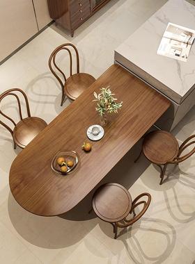 简型约代实木岛台餐桌实木半圆大户吃小饭桌子餐厅靠墙YST09141现