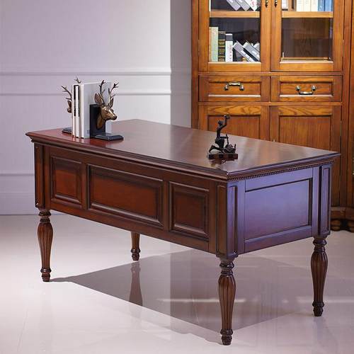 美式书柜书桌架一体办桌台式欧式书桌实木书高828大档别公墅书房