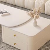 奶油风茶客几厅2025新款 伸缩茶桌家用奢11277小型现户代简约轻岩