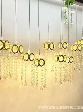 新款铁电镀婚庆艺0头水晶吊道LPR灯婚礼场景装饰灯场1地布置具