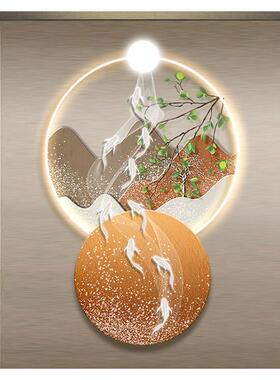 入户九鱼图跃龙门发光壁走廊墙正ZON对灯代画装饰画现玄关过道挂
