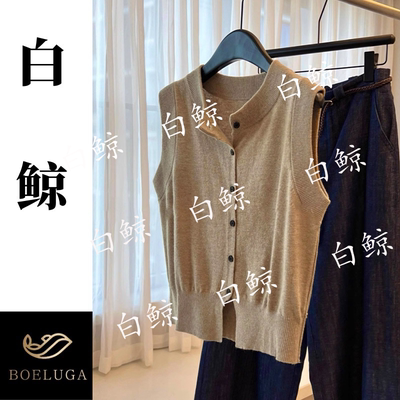 秋季老钱风圆领无袖开衫时尚百搭宽松休闲2632