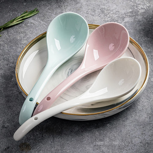 ins奶油色陶瓷汤勺大号盛汤勺