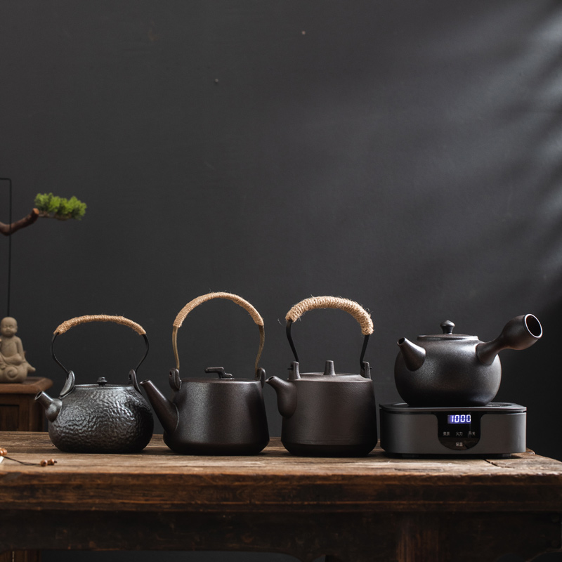 陶瓷烧水壶黑陶煮茶壶提梁养x生壶大号单个家用电陶炉碳炉明火户