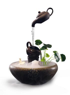 创意循环流水喷泉装饰鱼r缸摆件客厅办公室桌面悬壶加湿器开业礼