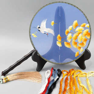 苏州刺绣diy团扇套件初学 有指导群无基础可绣 双面绣扇子材料包