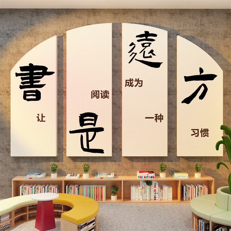 图书角布b置阅读区墙面装饰自习览教室绘本馆文化幼儿童区园环创