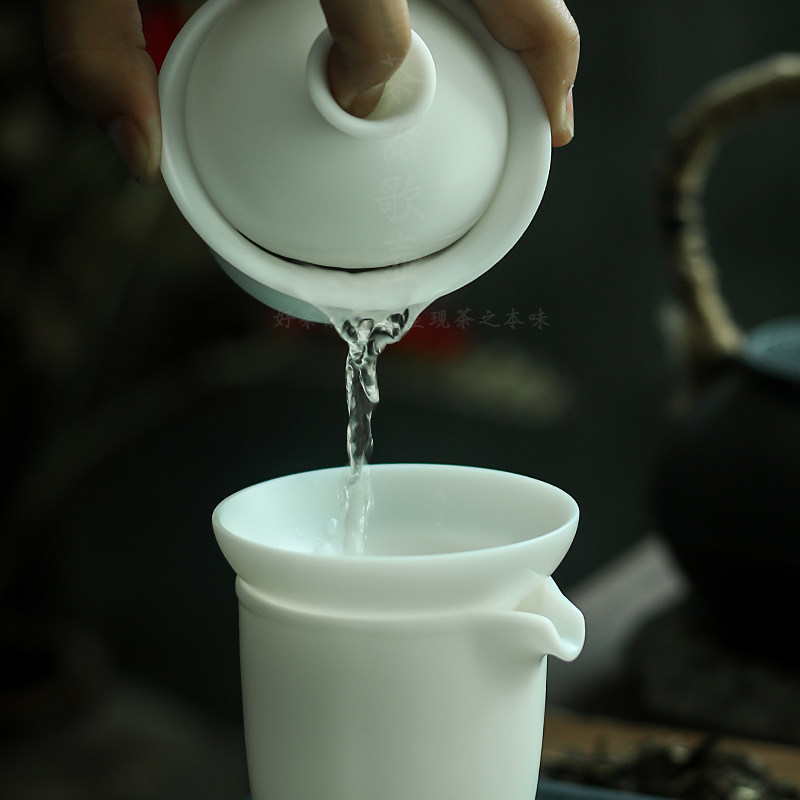 一体陶瓷茶滤茶漏器网 超细v茶网过滤隔 泡茶创意茶叶分离滤茶神