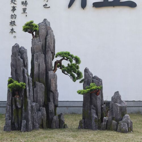 庭院石头造景中式假山造型摆件酒店餐厅装饰N玻璃钢空心仿真灵璧
