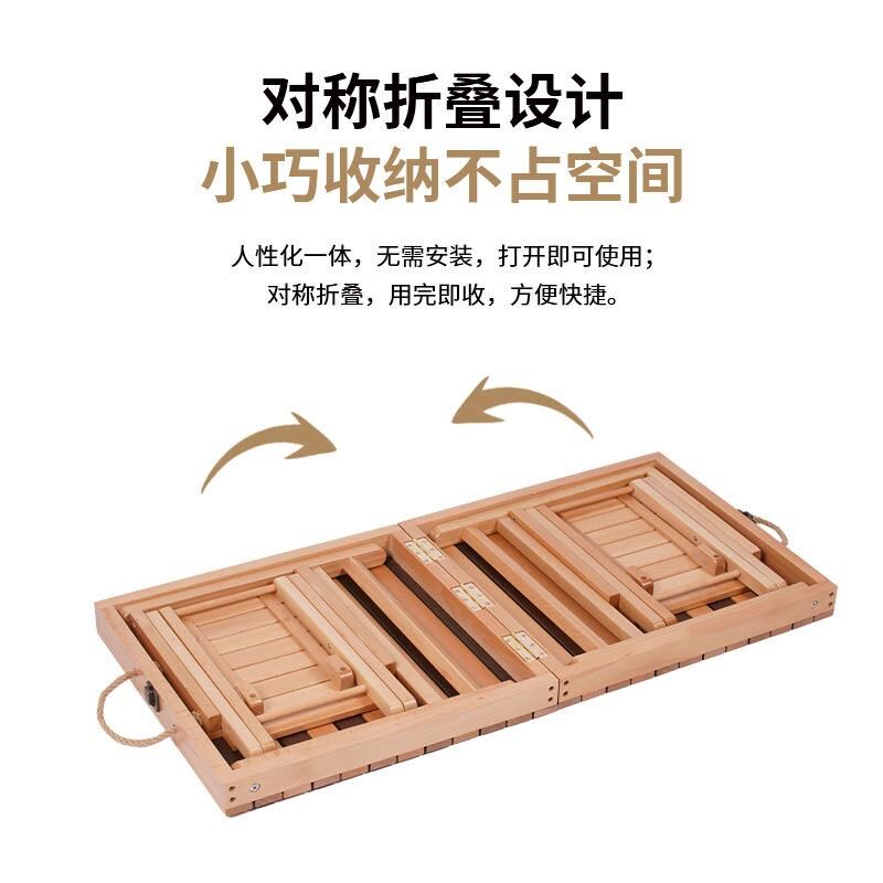 户外露营折叠桌椅套装 榉木实y木露营桌一桌两凳组合套装便携桌子