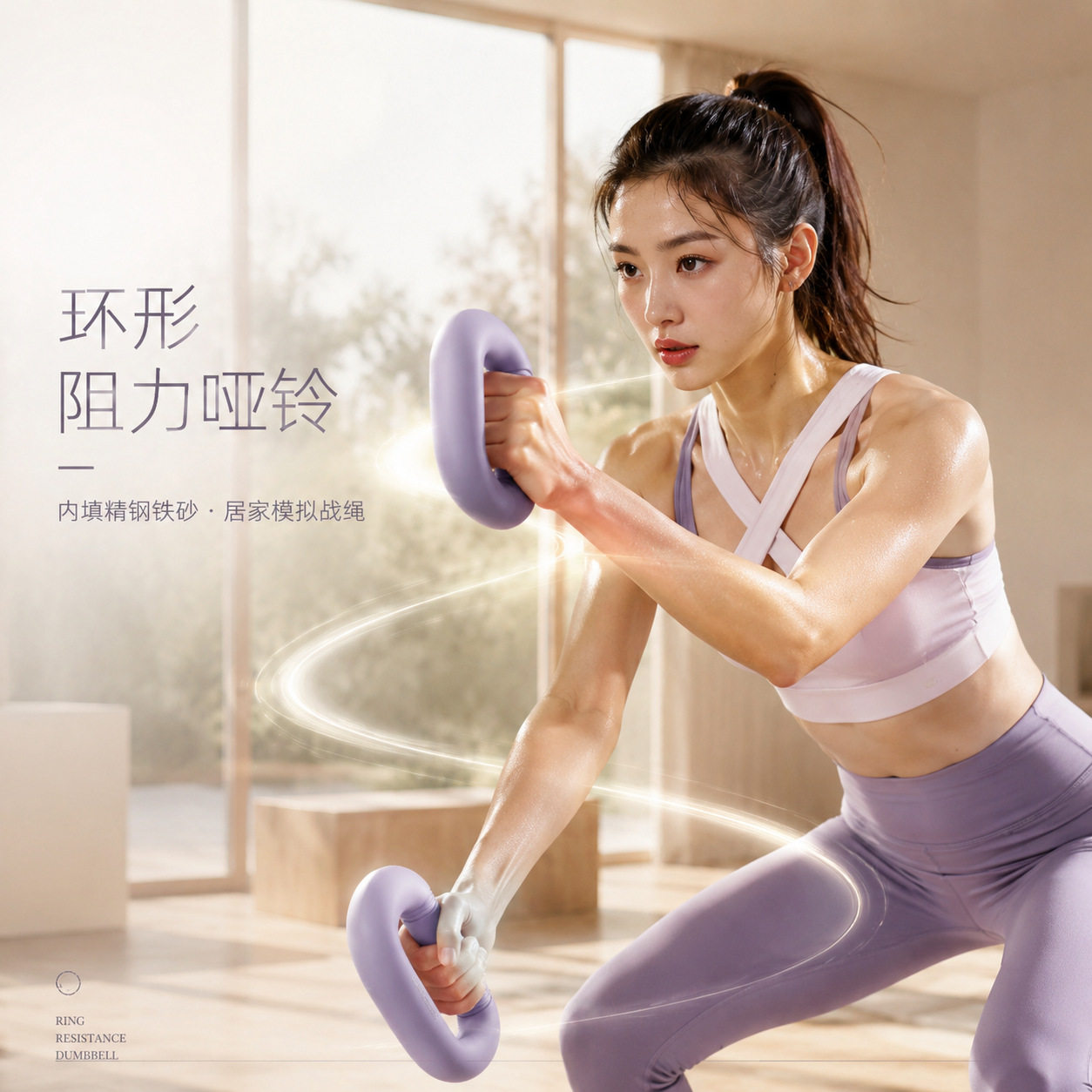 环形哑铃家用空击训练男女健身负重运动跑步手握拳击器材便携哑铃