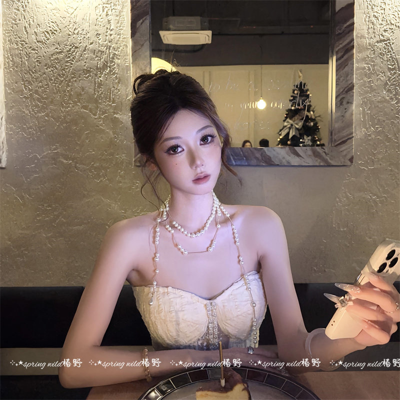 小众设计千金感破碎珍珠项链赫本复古气质法式感层次叠戴毛衣链女