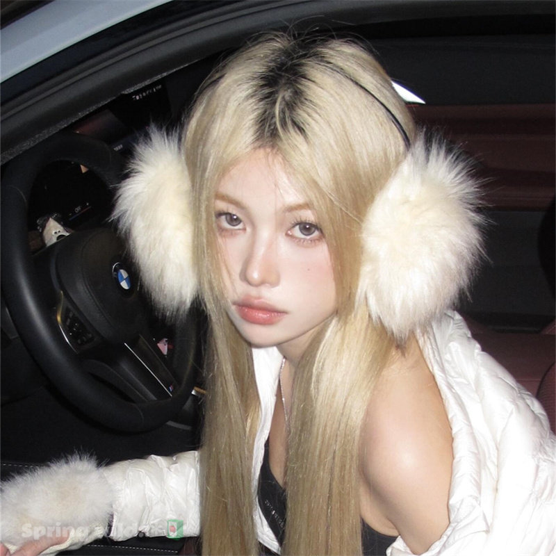ins感仿狐狸毛蓬松耳罩冬季y2k千禧辣妹防冻保暖耳包百搭护耳耳包
