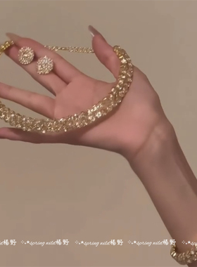 名媛千金风爆闪项链耳钉手链套装