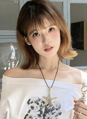 yk2复古做旧银色海星项链