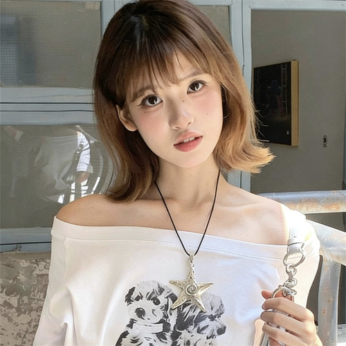 yk2复古做旧银色海星项链