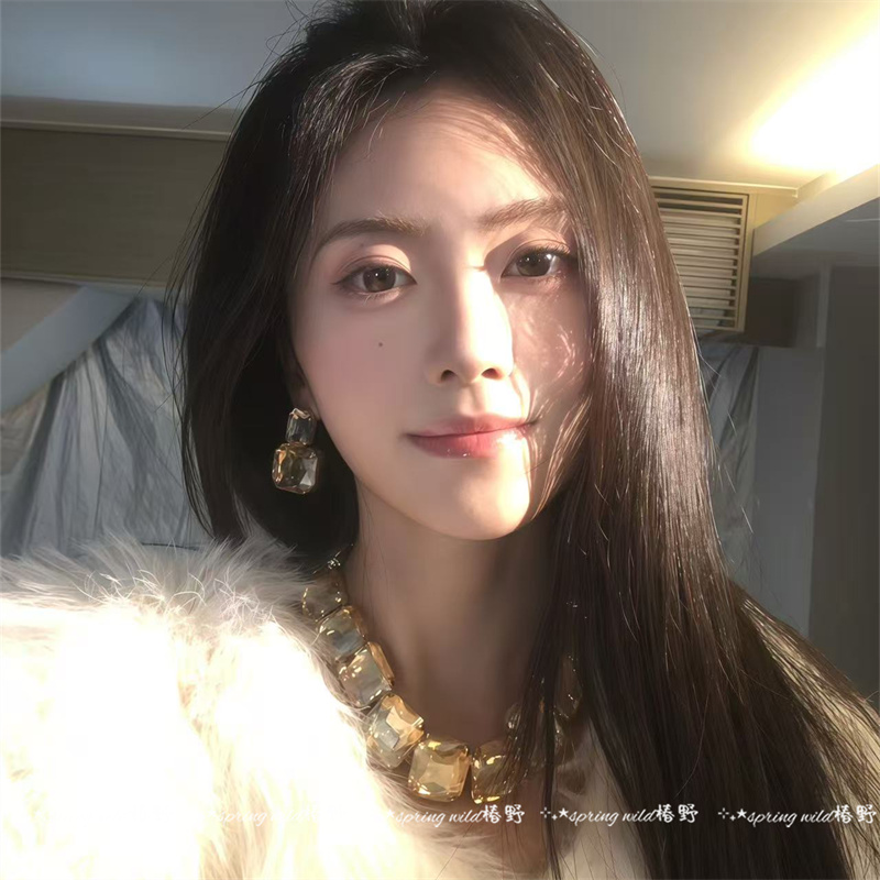 法式复古夸张几何耳环项链套装