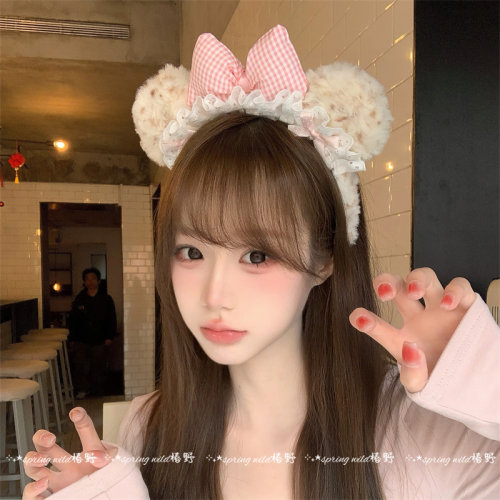 少女心蕾丝蝴蝶结小熊耳朵发箍