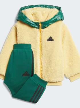 Adidas/阿迪达斯 儿童摇粒绒运动休闲连帽长袖套装 JC9367