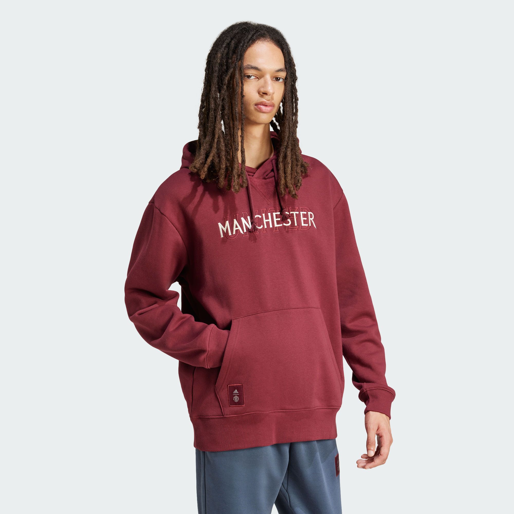 Adidas/阿迪达斯 男子曼联足球文化连帽卫衣套头衫 IT4174