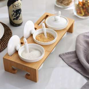 创意陶瓷调味罐套装家用厨房三件套调F料盒瓶盐罐辣椒罐大小号带