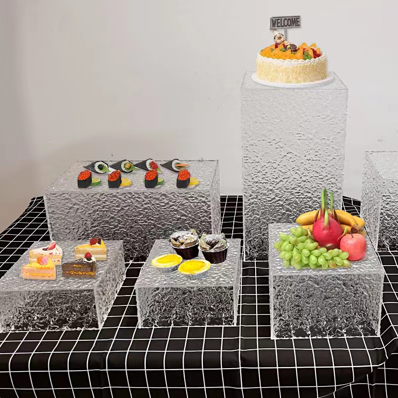 亚克力水波纹甜品台石头纹展示座高级宴会布置茶点心架Z蛋糕店摆