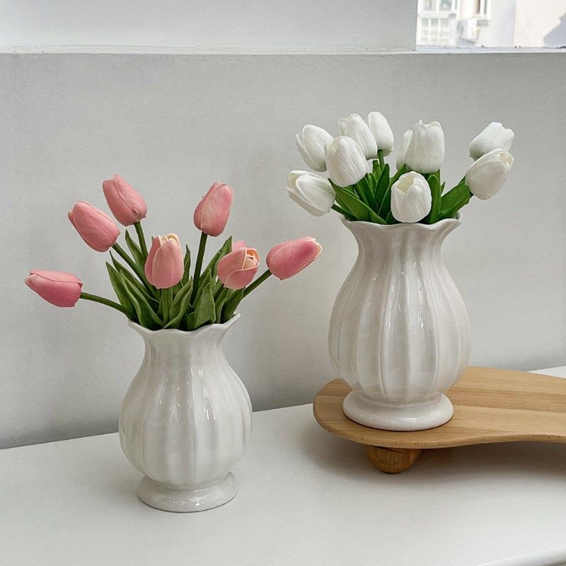 法式奶油风陶瓷花瓶摆件客厅x插花轻奢高级感创意餐桌面白色装饰,家居饰品,花瓶,淘宝优惠券,粉丝福利购,淘宝优惠卷