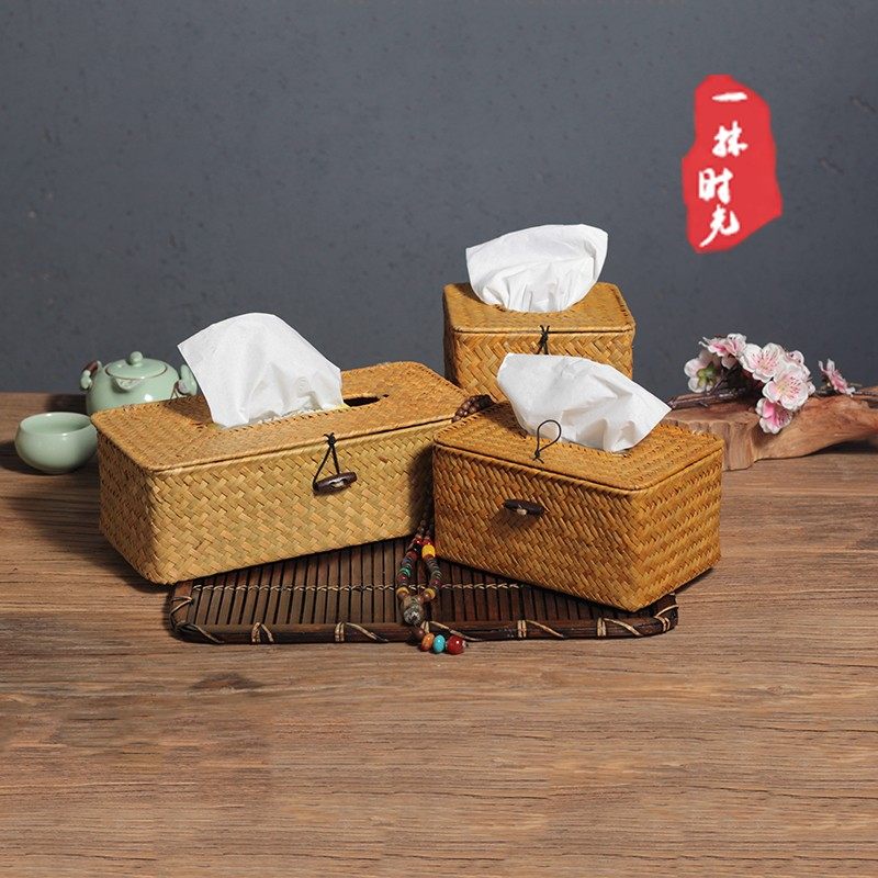 手工编织竹编竹制纸巾盒餐巾x纸盒 草编日中式茶室抽纸盒复古创意,收纳整理,纸巾盒,淘宝优惠券,粉丝福利购,淘宝优惠卷