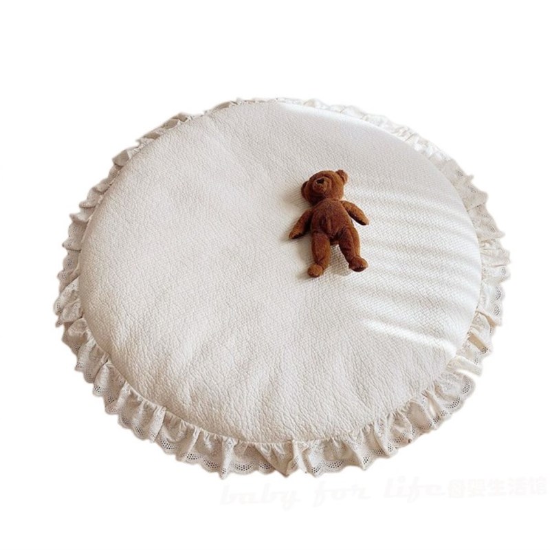 ins韩国新生儿宝宝爬爬垫加厚绗缝乳胶圆垫P儿童坐垫纯棉圆形地毯