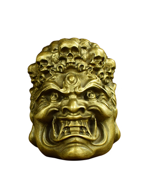 铜实心不动明王佛头n把件男女随身把玩不动尊菩萨大黑天财神医神