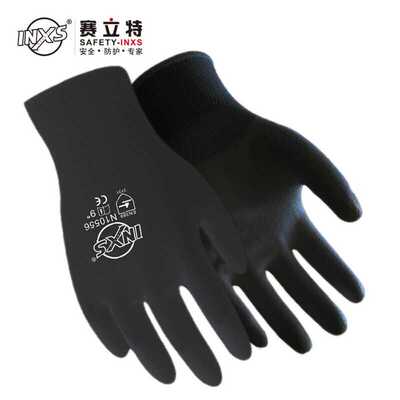 赛立特安全N10556PU掌浸涂层13针复合丝内胆通用手套黑色9码12副