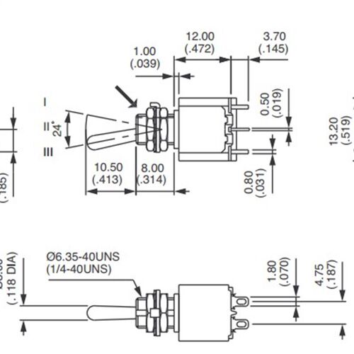 5647自弹复位回位拨动开关3档6脚双边复位钮子开关纽子5A