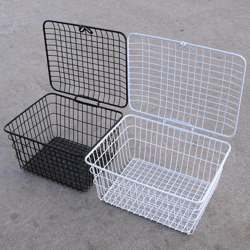 电动车车篮三轮车后车筐带盖子上锁车篮子电动车大车筐储物筐车篓